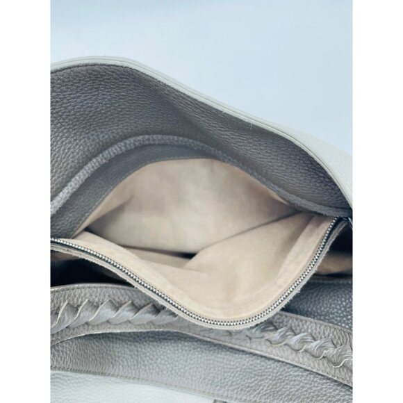 BOTTEGA VENETA Leather Hobo Shoulder Tote Bag Gray Large - Picture 5 of 14